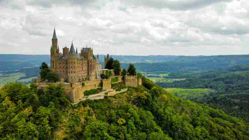 Aerial view of Hohenzollern Castle in summer, located in the scenic Swabian Jura, Germany., tags: burgen und - pexel